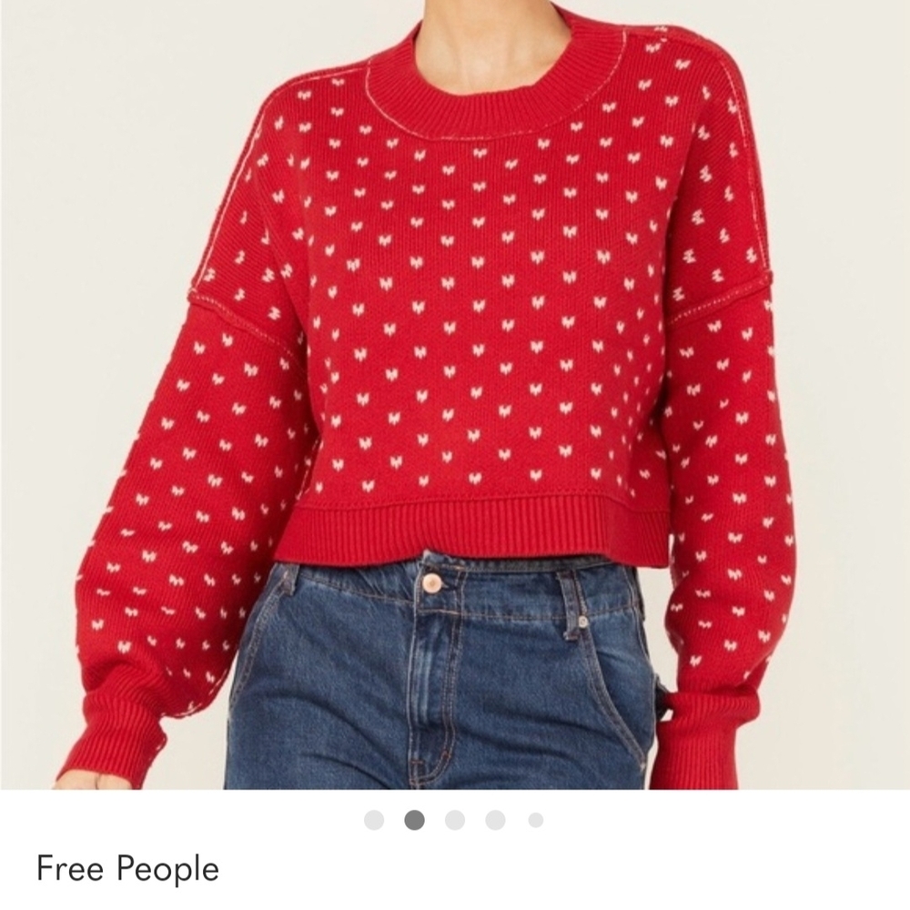 Free People Red Patterned Women's Sweater